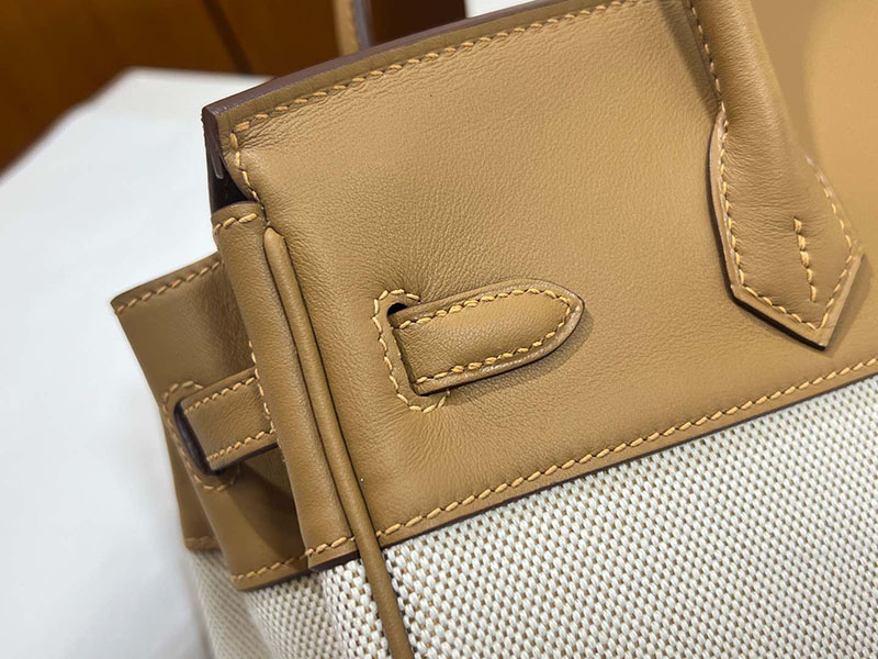 バーキン25 人気色 HERMES バーキン25 キャンバス ビスキュイ スイフト/トワルアッシュ シルバー金具 2627647 エルメス 海外通販 - 画像 (3)