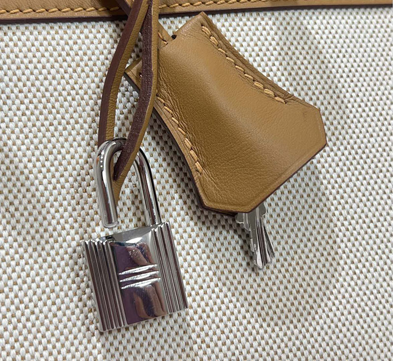 バーキン25 人気色 HERMES バーキン25 キャンバス ビスキュイ スイフト/トワルアッシュ シルバー金具 2627647 エルメス 海外通販 - 画像 (2)
