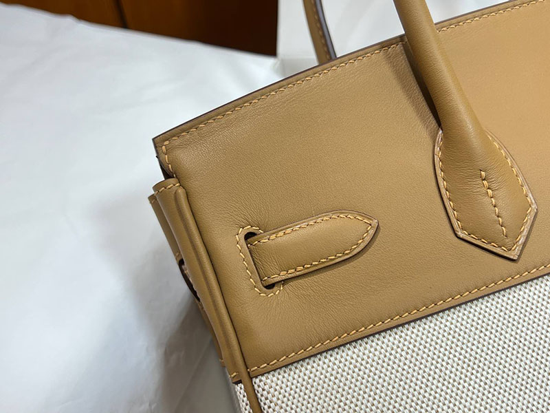 バーキン30 新品 HERMES バーキン30 キャンバス ビスキュイ スイフト/トワルアッシュ シルバー金具 2627648 エルメス 海外通販 - 画像 (6)