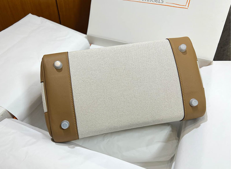 バーキン30 新品 HERMES バーキン30 キャンバス ビスキュイ スイフト/トワルアッシュ シルバー金具 2627648 エルメス 海外通販 - 画像 (5)