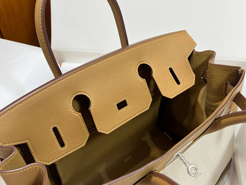 バーキン30 新品 HERMES バーキン30 キャンバス ビスキュイ スイフト/トワルアッシュ シルバー金具 2627648 エルメス 海外通販 - 画像 (2)