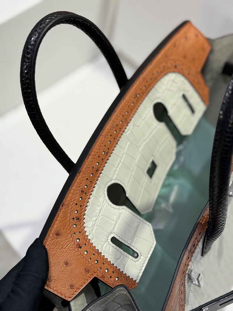 エルメスクロコバーキン定価 HERMES バーキン30 ベトン/ゴールド オーストリッチ/クロコダイル シルバー金具 2627681 エルメス 海外通販 - 画像 (3)