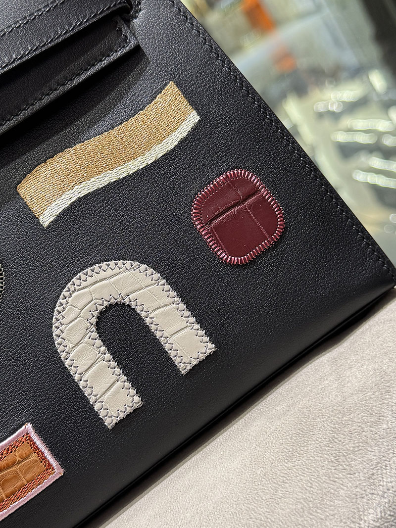 エルメス ケリー25 定価 HERMES ケリー25 外縫い 黒 ブラック スイフト/クロコダイル シルバー金具 2627686 エルメス 海外通販 - 画像 (11)