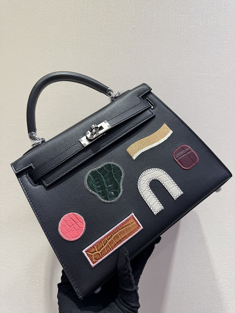 エルメス ケリー25 定価 HERMES ケリー25 外縫い 黒 ブラック スイフト/クロコダイル シルバー金具 2627686 エルメス 海外通販 - 画像 (8)