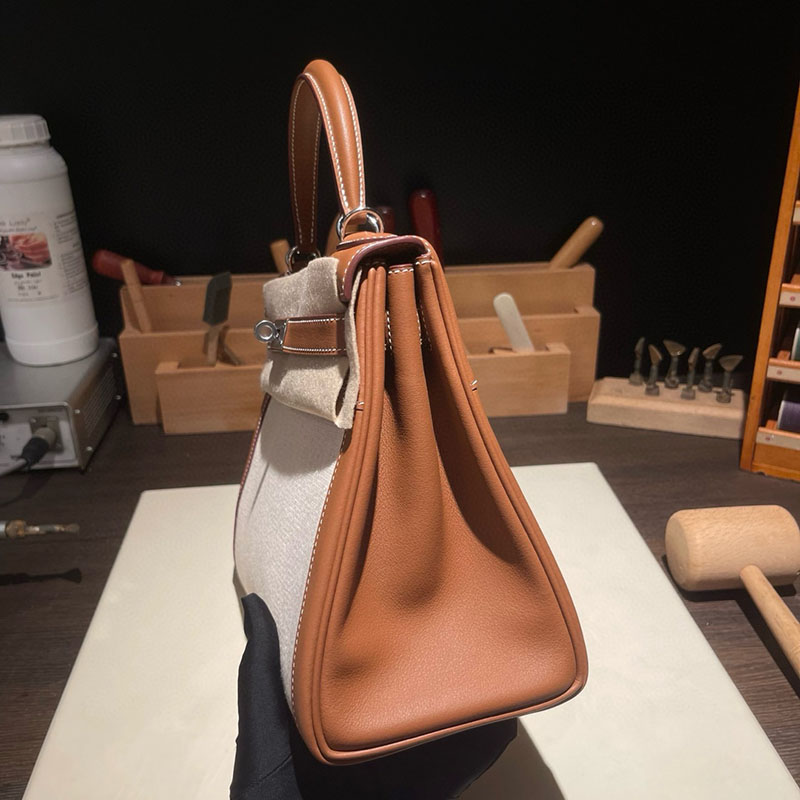 エルメス ケリー28 内縫い HERMES ケリー28 内縫い ゴールド スイフト/トワルアッシュ シルバー金具 2627687 エルメス 海外通販 - 画像 (6)