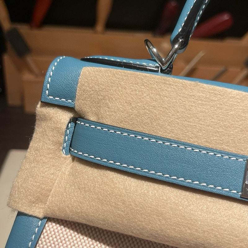 エルメス ケリー28 定価 HERMES ケリー28 内縫い ブルージーン スイフト/トワルアッシュ シルバー金具 2627689 エルメス 海外通販 - 画像 (8)