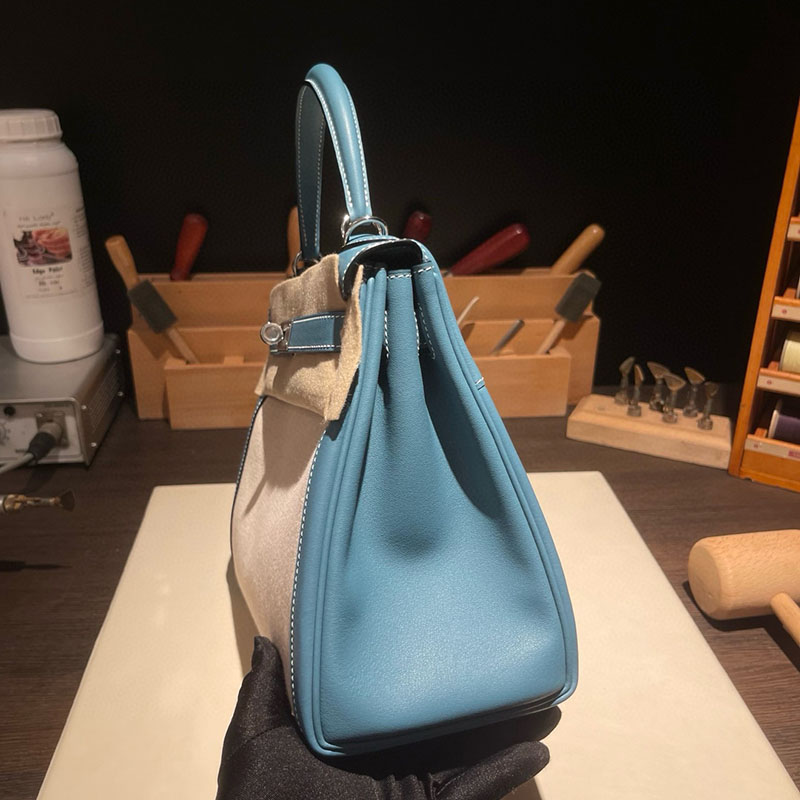 エルメス ケリー28 定価 HERMES ケリー28 内縫い ブルージーン スイフト/トワルアッシュ シルバー金具 2627689 エルメス 海外通販 - 画像 (5)