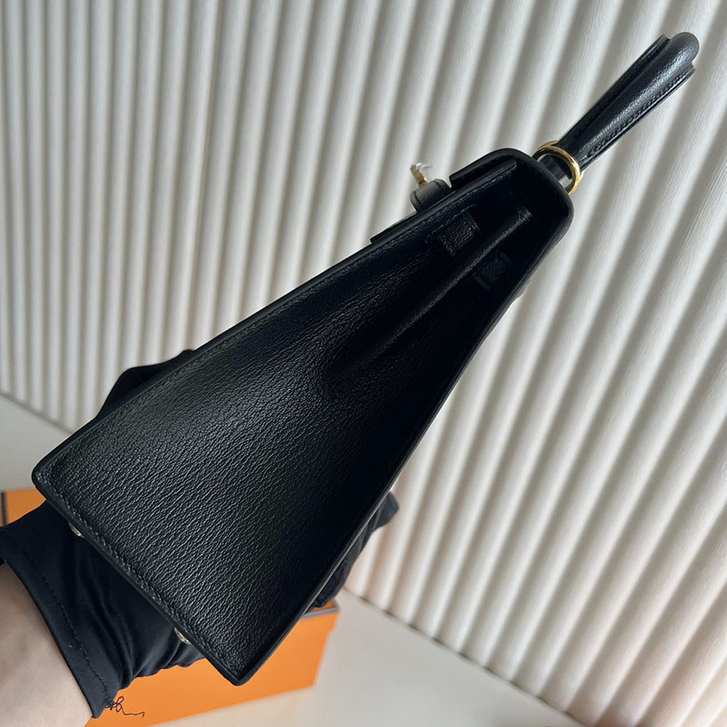 ケリー25 ヴェルソ HERMES ケリー25 外縫い 黒 ブラック/ライム シェブルミゾル ゴールド金具 2627694 エルメス 海外通販 - 画像 (6)