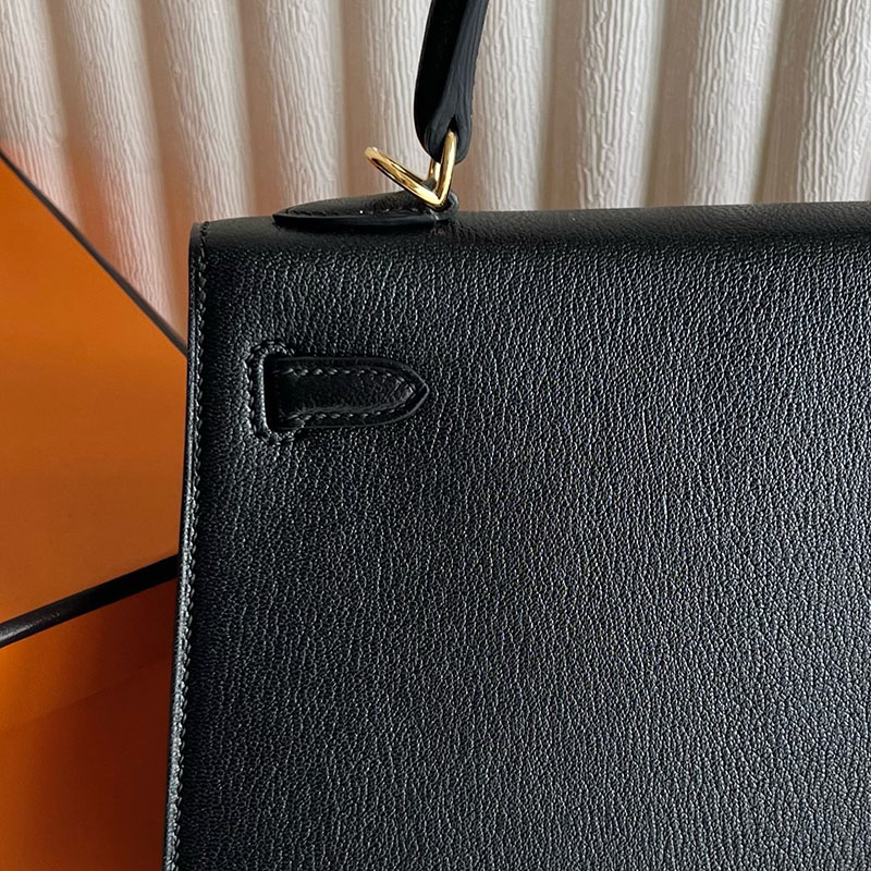 ケリー25 ヴェルソ HERMES ケリー25 外縫い 黒 ブラック/ライム シェブルミゾル ゴールド金具 2627694 エルメス 海外通販 - 画像 (4)