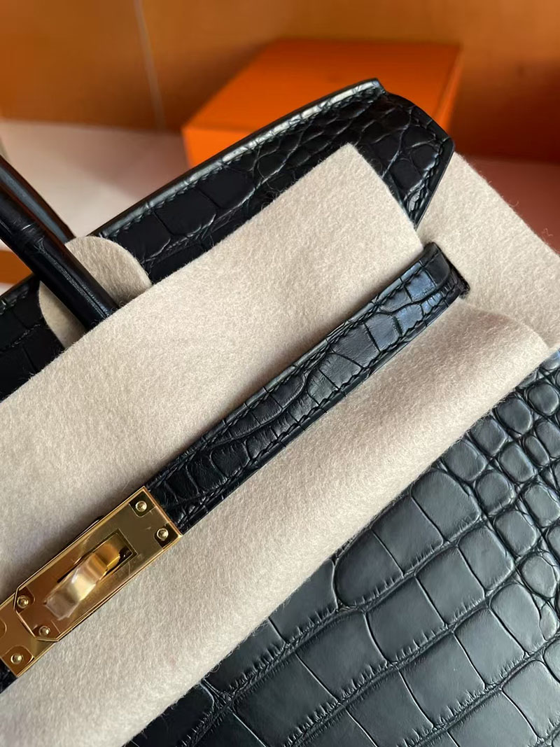 クロコダイルバッグ 本物 HERMES バーキン25 グリシマン クロコダイル アリゲーターマット ゴールド金具 2627713 エルメス 新作バッグ - 画像 (8)