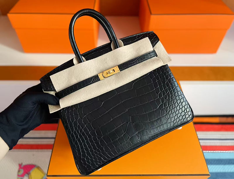 クロコダイルバッグ 本物 HERMES バーキン25 グリシマン クロコダイル アリゲーターマット ゴールド金具 2627713 エルメス 新作バッグ - 画像 (7)