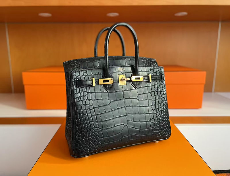クロコダイルバッグ 本物 HERMES バーキン25 グリシマン クロコダイル アリゲーターマット ゴールド金具 2627713 エルメス 新作バッグ - 画像 (6)