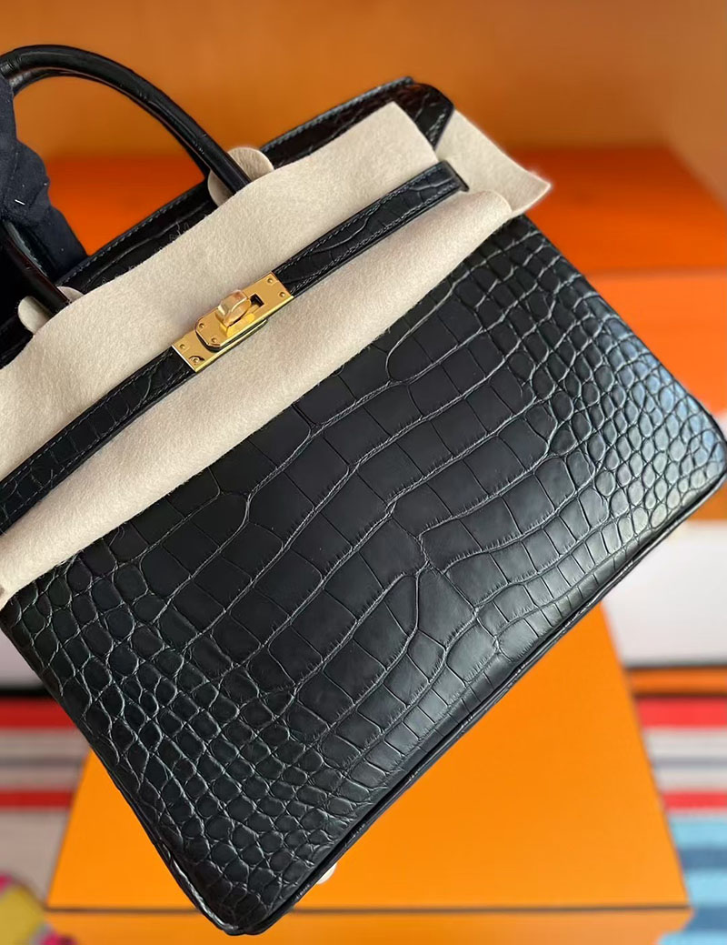 クロコダイルバッグ 本物 HERMES バーキン25 グリシマン クロコダイル アリゲーターマット ゴールド金具 2627713 エルメス 新作バッグ - 画像 (5)