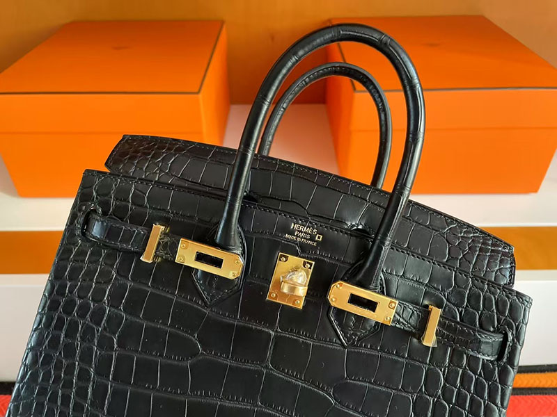 クロコダイルバッグ 本物 HERMES バーキン25 グリシマン クロコダイル アリゲーターマット ゴールド金具 2627713 エルメス 新作バッグ - 画像 (3)