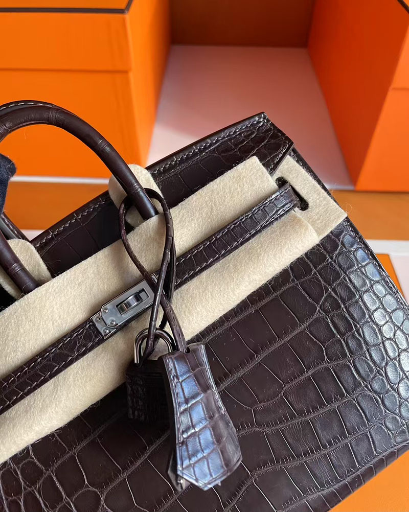 クロコ バッグ ハイブランド HERMES バーキン 20 セリエ グリエレファント クロコダイル アリゲーターマット シルバー金具 2627718 エルメス 新作バッグ - 画像 (8)