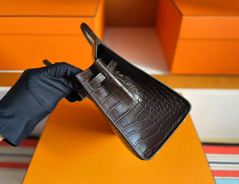 クロコ バッグ ハイブランド HERMES バーキン 20 セリエ グリエレファント クロコダイル アリゲーターマット シルバー金具 2627718 エルメス 新作バッグ - 画像 (6)
