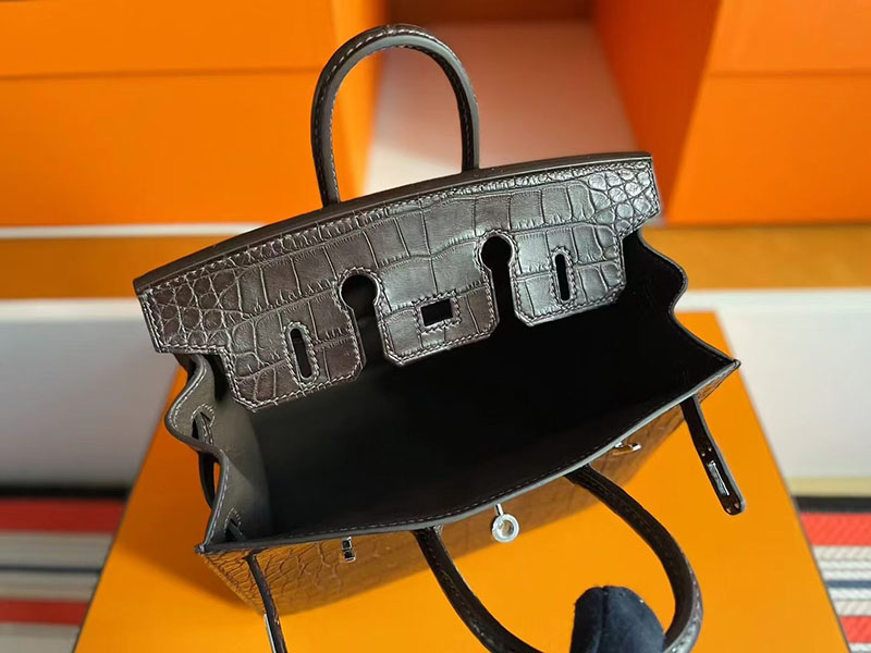クロコ バッグ ハイブランド HERMES バーキン 20 セリエ グリエレファント クロコダイル アリゲーターマット シルバー金具 2627718 エルメス 新作バッグ - 画像 (4)