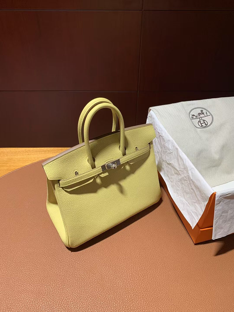 ハンドバッグ ハイブランド 人気 HERMES バーキン25 ジョーヌプッサン トゴ シルバー金具 2627719 エルメス 新作バッグ - 画像 (5)