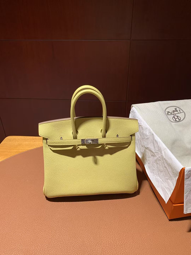 ハンドバッグ ハイブランド 人気 HERMES バーキン25 ジョーヌプッサン トゴ シルバー金具 2627719 エルメス 新作バッグ - 画像 (3)