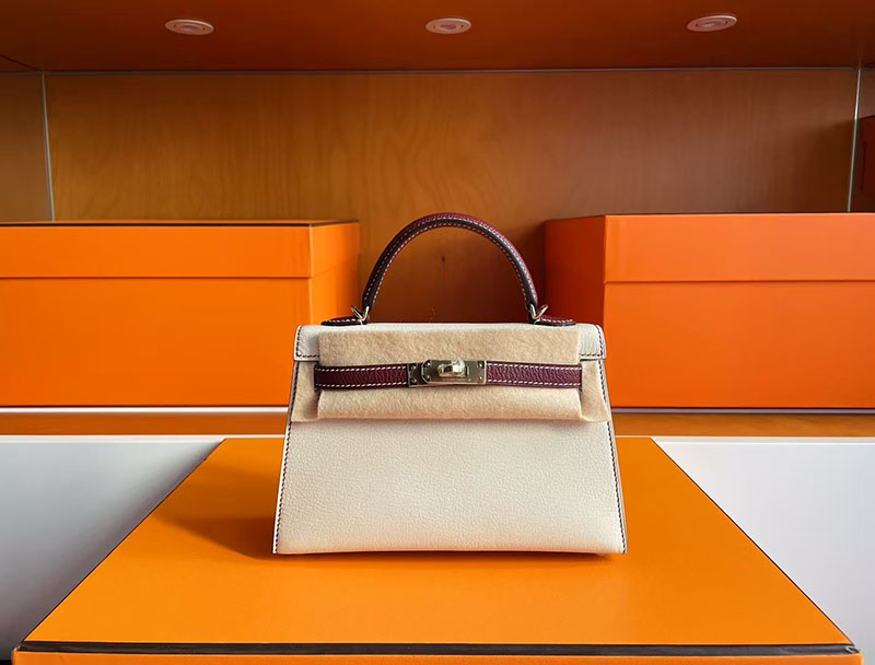 手提げバッグ 小さめ おしゃれ HERMES ケリーミニ2 外縫い ナタ/ルージュアッシュ ヴォーエプソン ゴールド金具 2627720 エルメス 新作バッグ - 画像 (8)