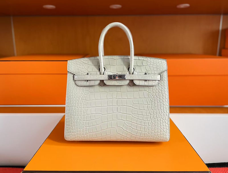 バーキン クロコ 25 HERMES バーキン25 セリエ ベトン クロコダイル アリゲーターマット シルバー金具 2627723 エルメス 新作バッグ - 画像 (4)