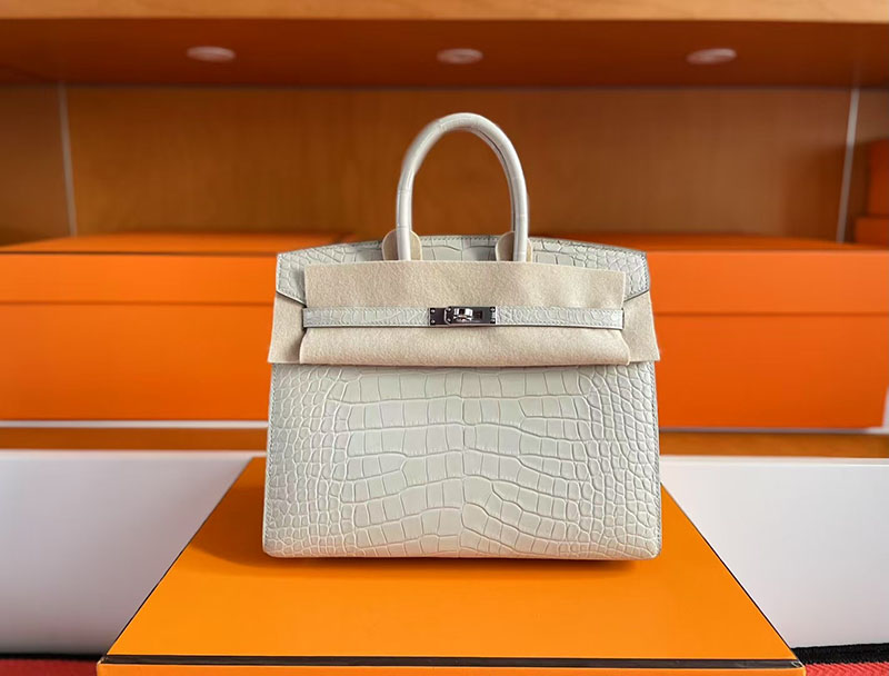 バーキン クロコ 25 HERMES バーキン25 セリエ ベトン クロコダイル アリゲーターマット シルバー金具 2627723 エルメス 新作バッグ - 画像 (3)