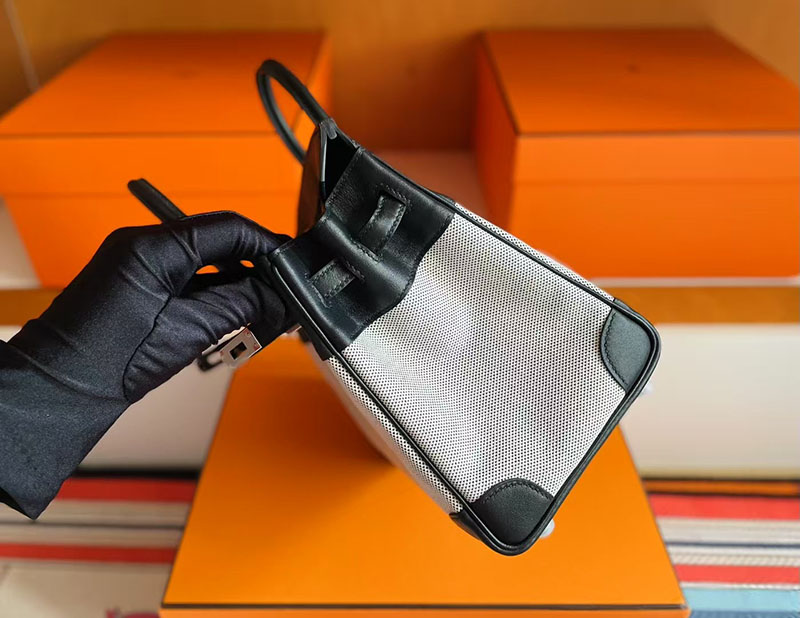 エルメス バーキン25 HERMES バーキン25 キャンバス 黒 ブラック スイフト/トワルアッシュ シルバー金具 2627725 エルメス 新作バッグ - 画像 (7)