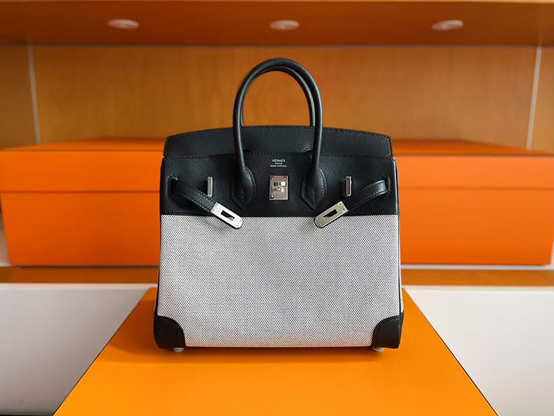 エルメス バーキン25 HERMES バーキン25 キャンバス 黒 ブラック スイフト/トワルアッシュ シルバー金具 2627725 エルメス 新作バッグ - 画像 (6)