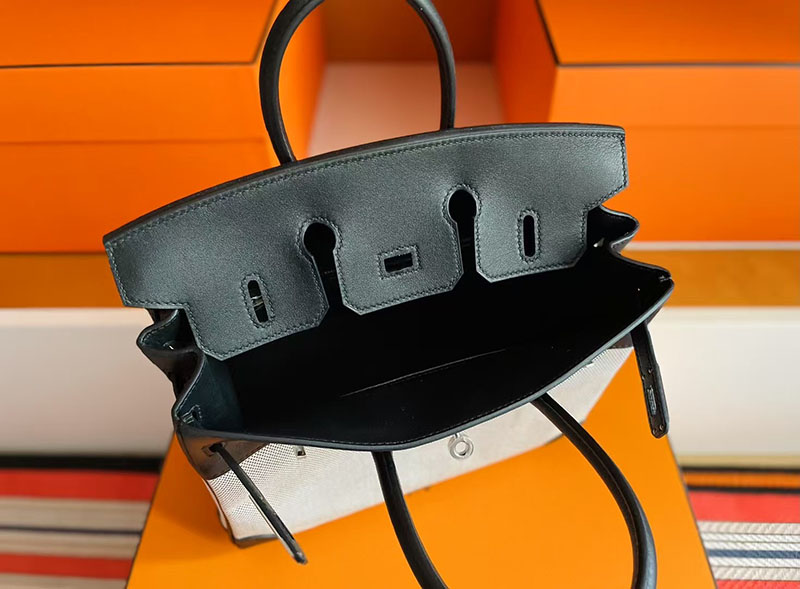 エルメス バーキン25 HERMES バーキン25 キャンバス 黒 ブラック スイフト/トワルアッシュ シルバー金具 2627725 エルメス 新作バッグ - 画像 (4)