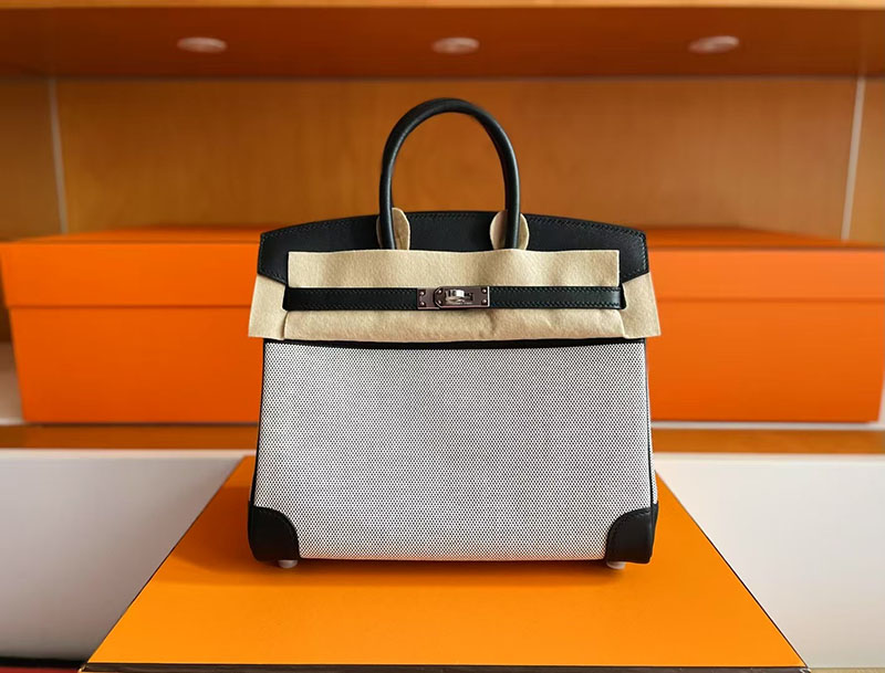 エルメス バーキン25 HERMES バーキン25 キャンバス 黒 ブラック スイフト/トワルアッシュ シルバー金具 2627725 エルメス 新作バッグ - 画像 (3)