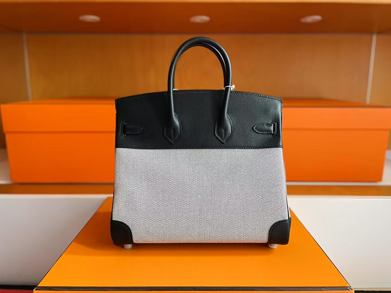 エルメス バーキン25 HERMES バーキン25 キャンバス 黒 ブラック スイフト/トワルアッシュ シルバー金具 2627725 エルメス 新作バッグ - 画像 (2)