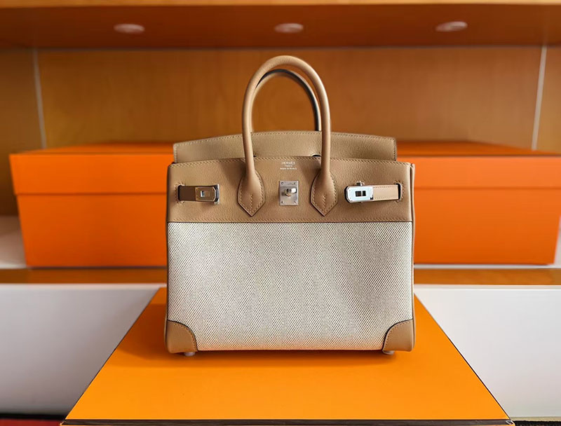 エルメス バーキン25 HERMES バーキン25 キャンバス ビスキュイ スイフト/トワルアッシュ シルバー金具 2627726 エルメス 新作バッグ - 画像 (8)