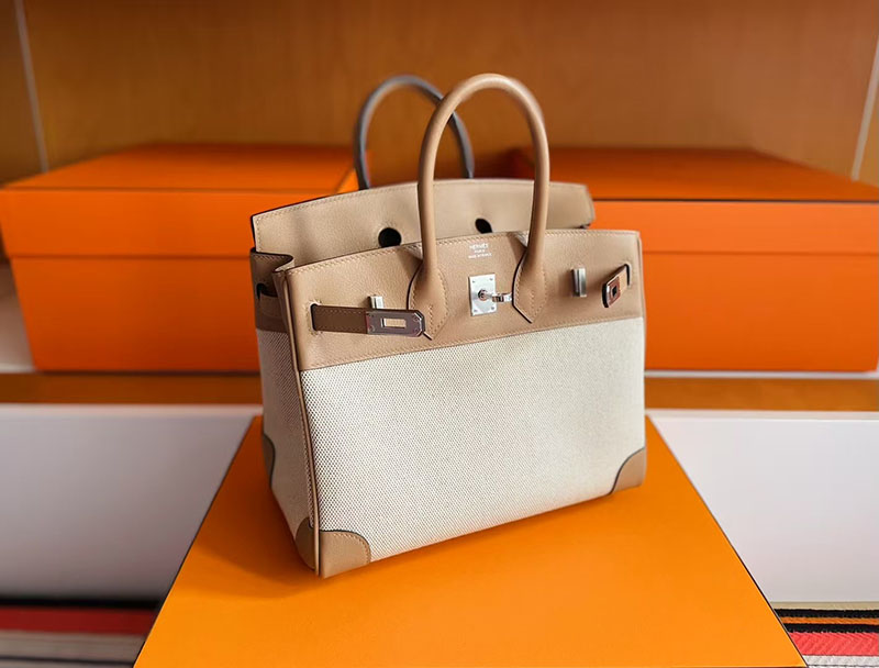 エルメス バーキン25 HERMES バーキン25 キャンバス ビスキュイ スイフト/トワルアッシュ シルバー金具 2627726 エルメス 新作バッグ - 画像 (7)