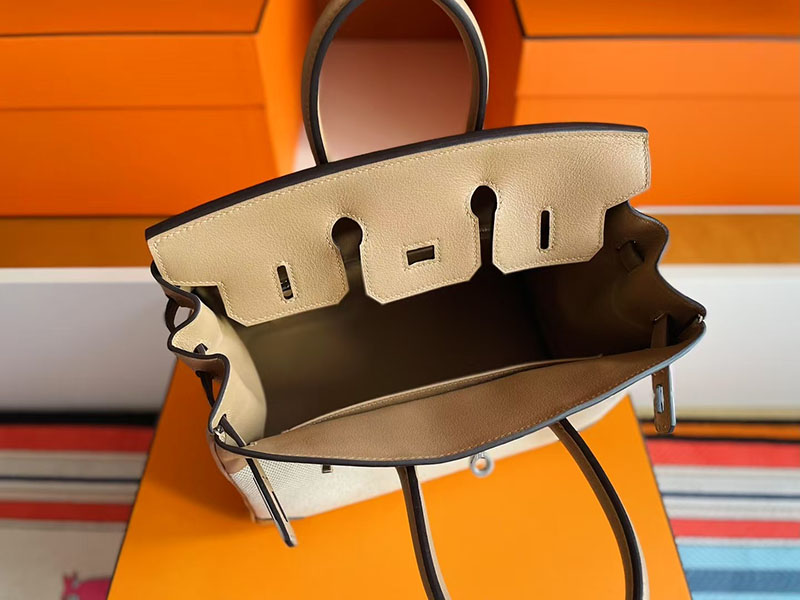 エルメス バーキン25 HERMES バーキン25 キャンバス ビスキュイ スイフト/トワルアッシュ シルバー金具 2627726 エルメス 新作バッグ - 画像 (6)