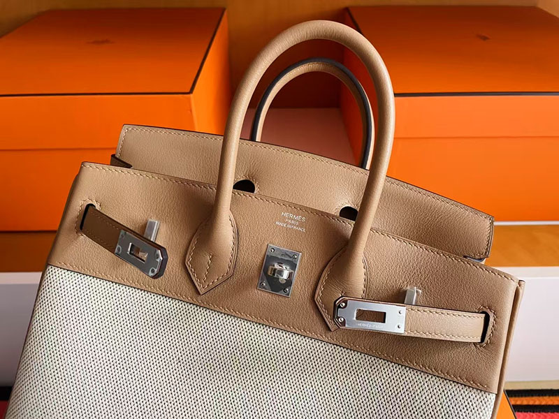 エルメス バーキン25 HERMES バーキン25 キャンバス ビスキュイ スイフト/トワルアッシュ シルバー金具 2627726 エルメス 新作バッグ - 画像 (5)