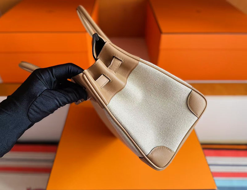 エルメス バーキン25 HERMES バーキン25 キャンバス ビスキュイ スイフト/トワルアッシュ シルバー金具 2627726 エルメス 新作バッグ - 画像 (4)