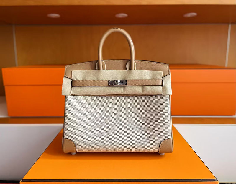 エルメス バーキン25 HERMES バーキン25 キャンバス ビスキュイ スイフト/トワルアッシュ シルバー金具 2627726 エルメス 新作バッグ - 画像 (3)