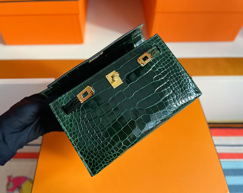 ポシェット ケリー クロコ HERMES ポシェットケリー ヴェールフォンセ クロコダイル アリゲーターマット ゴールド金具 2627729 エルメス 新作バッグ - 画像 (4)