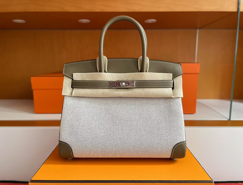 エルメス バーキン30 HERMES バーキン30 キャンバス エトゥープ スイフト/トワルアッシュ シルバー金具 2627746 エルメス 新作バッグ - 画像 (6)