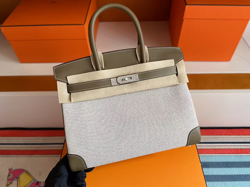 エルメス バーキン30 HERMES バーキン30 キャンバス エトゥープ スイフト/トワルアッシュ シルバー金具 2627746 エルメス 新作バッグ - 画像 (4)