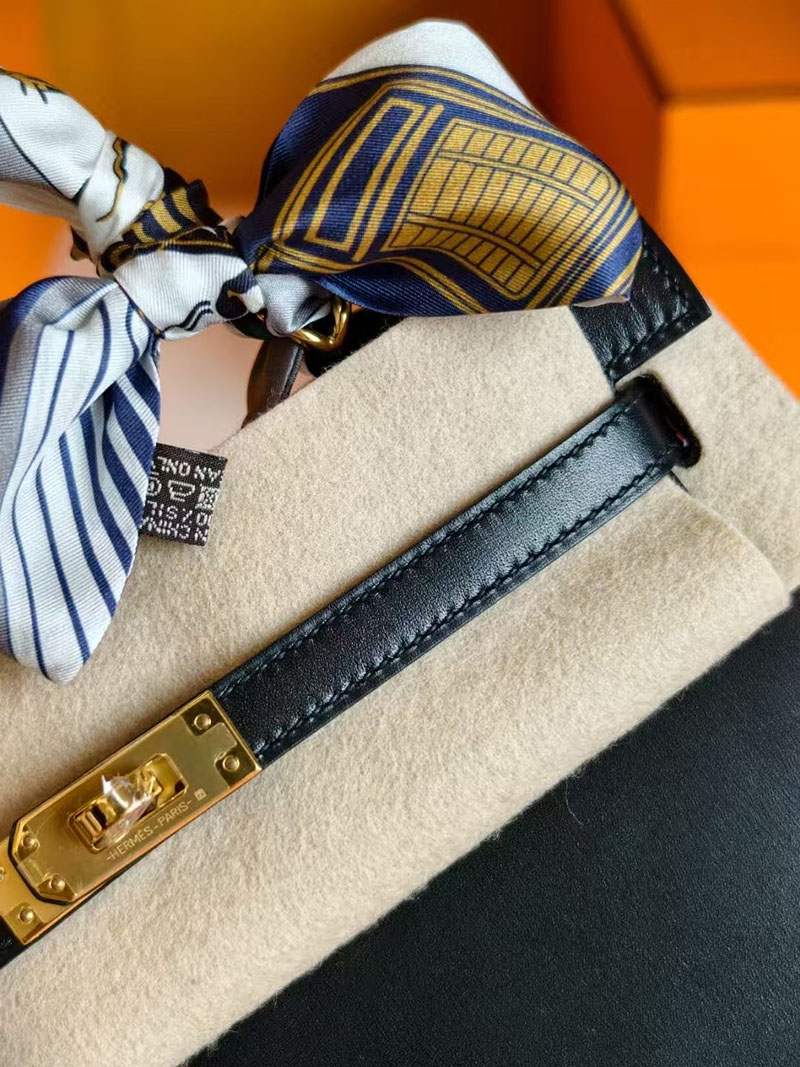 エルメス ボックス カーフ ケリー HERMES ケリー25 外縫い 黒 ブラック ボックスカーフ ゴールド金具 2627757 エルメス 新作バッグ - 画像 (3)