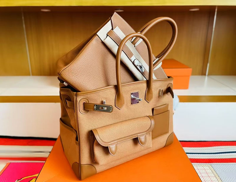 バーキン カーゴ 35 HERMES バーキンカーゴ35 デゼール/セサミ キャンバス/スイフト シルバー金具 2627765 エルメス 新作バッグ - 画像 (3)