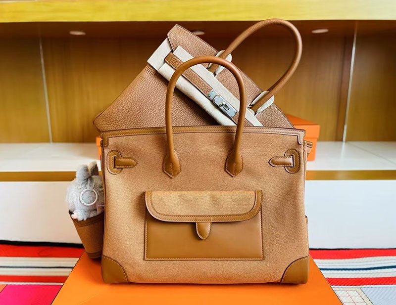 バーキン カーゴ 35 HERMES バーキンカーゴ35 デゼール/セサミ キャンバス/スイフト シルバー金具 2627765 エルメス 新作バッグ - 画像 (11)