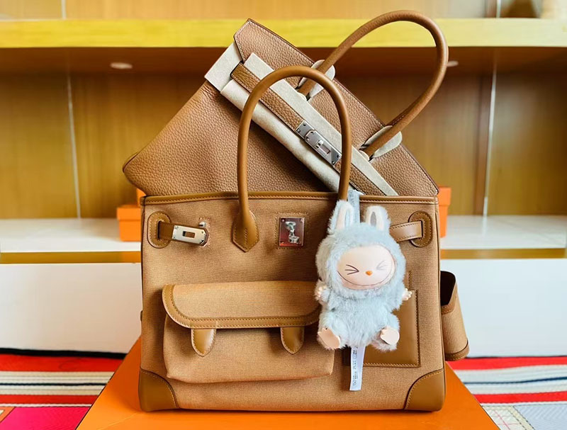バーキン カーゴ 35 HERMES バーキンカーゴ35 デゼール/セサミ キャンバス/スイフト シルバー金具 2627765 エルメス 新作バッグ - 画像 (10)