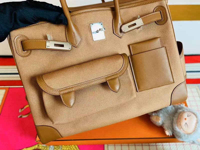 バーキン カーゴ 35 HERMES バーキンカーゴ35 デゼール/セサミ キャンバス/スイフト シルバー金具 2627765 エルメス 新作バッグ - 画像 (7)