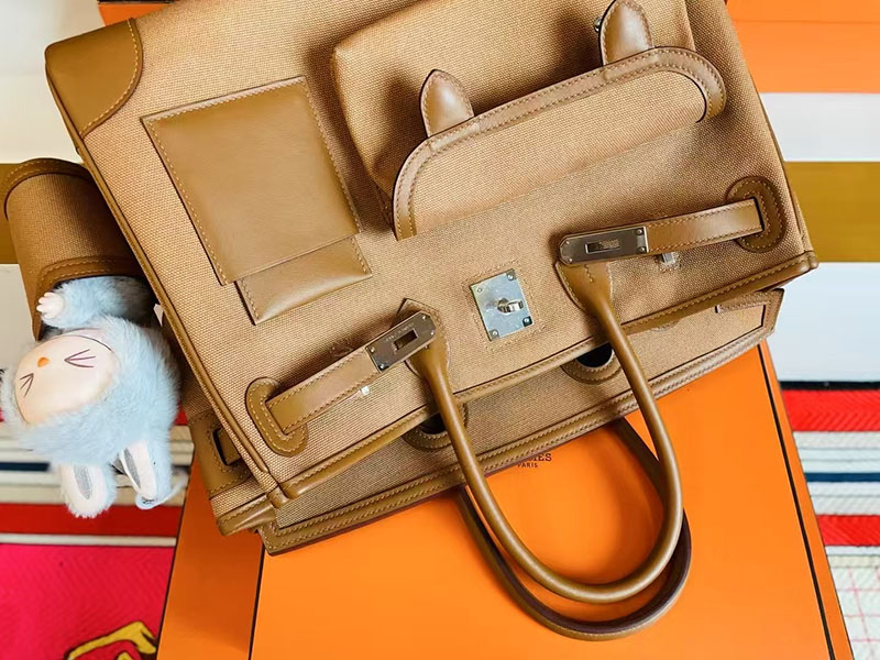 バーキン カーゴ 35 HERMES バーキンカーゴ35 デゼール/セサミ キャンバス/スイフト シルバー金具 2627765 エルメス 新作バッグ - 画像 (6)