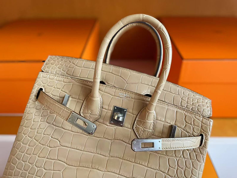 エルメス バーキン25 クロコ HERMES バーキン25 チャイ クロコダイル アリゲーターマット シルバー金具 2627770 エルメス 新作バッグ - 画像 (5)