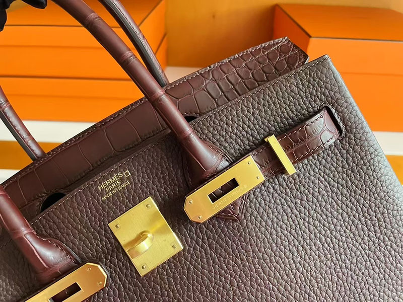 エルメス バーキンタッチ 25 HERMES バーキン25 タッチ ルージュセリエ トゴ/クロコダイル ゴールド金具 2627775 エルメス 新作バッグ - 画像 (9)