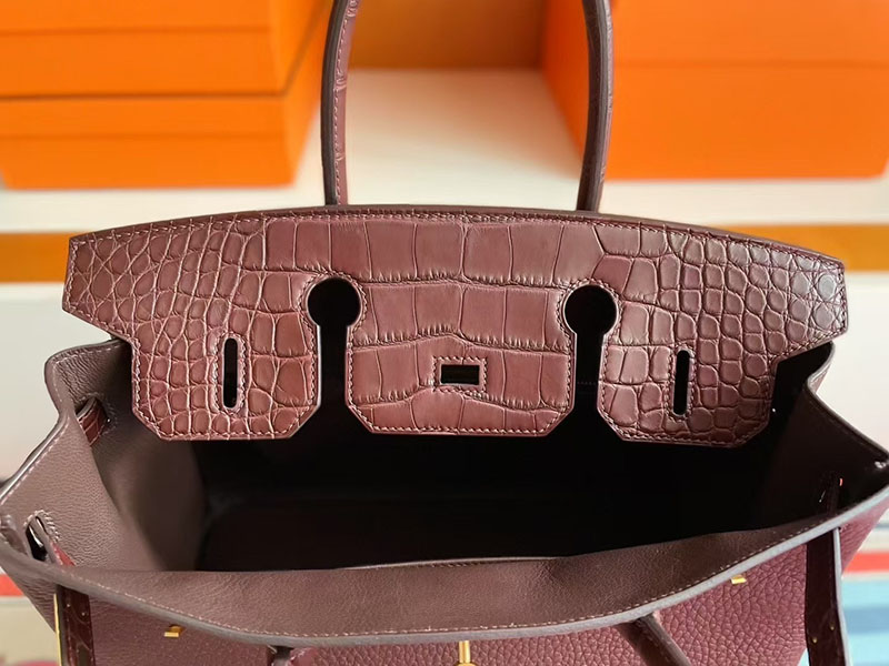 エルメス バーキンタッチ 25 HERMES バーキン25 タッチ ルージュセリエ トゴ/クロコダイル ゴールド金具 2627775 エルメス 新作バッグ - 画像 (8)