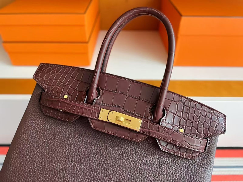 エルメス バーキンタッチ 25 HERMES バーキン25 タッチ ルージュセリエ トゴ/クロコダイル ゴールド金具 2627775 エルメス 新作バッグ - 画像 (7)